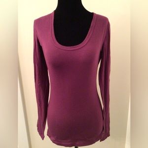 VELVET by Graham & Spencer - Purple Cotton Scoop Neck Long-Sleeve Tee -  XS